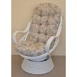 Ratanové houpací křeslo Swivel bílé Motiv ptáci