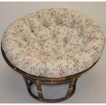 Nábytek Axin Trading s.r.o. Ratanový papasan 110 cm hnědý polstr motiv ptáci