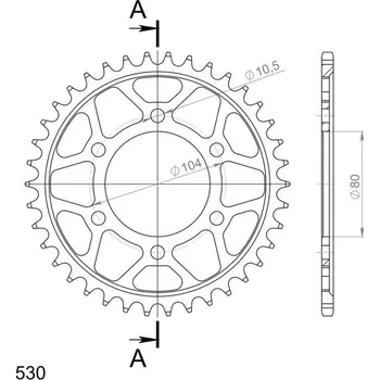 Řetězová sada pro motocykl Řetězová rozeta SUPERSPROX RFE-488:38-BLK černý 38 zubů, 530