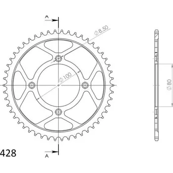 Řetězová sada pro motocykl Řetězová rozeta SUPERSPROX RFE-1204:50-BLK černý 50 zubů, 428