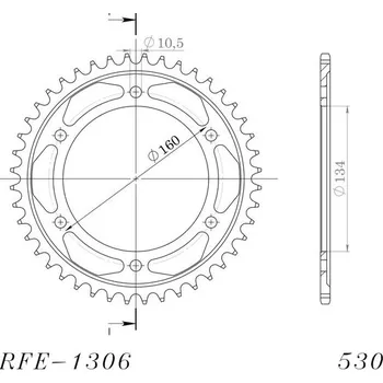 Řetězová sada pro motocykl Řetězová rozeta SUPERSPROX RFE-1306:44-BLK černý 44 zubů, 530
