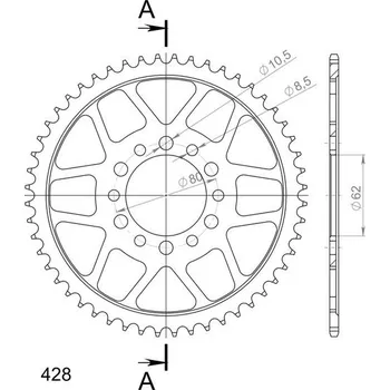 Řetězová sada pro motocykl Řetězová rozeta SUPERSPROX RFE-1842:52-BLK černý 52 zubů, 428