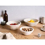 Sada 3 dekorativních misek světle hnědá mangové dřevo ruční výroba malované na ovoce rustikální styl kuchyně jídelna Beliani