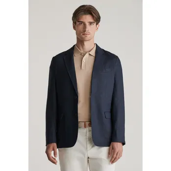 Pánské oblečení BLEJZR GANT SLIM GMNT DYE LINEN BLAZER EVENING BLUE
