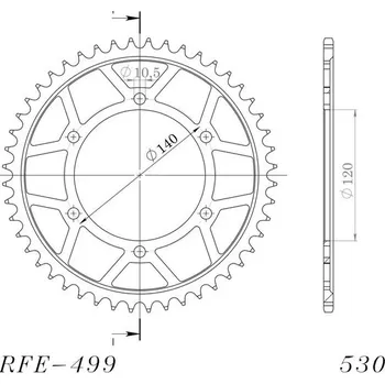 Řetězová sada pro motocykl Řetězová rozeta SUPERSPROX RFE-499:48-BLK černý 48 zubů, 530