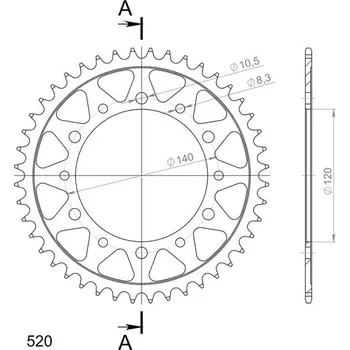 Řetězová sada pro motocykl Řetězová rozeta SUPERSPROX RFE-475:44-BLK černý 44 zubů, 520