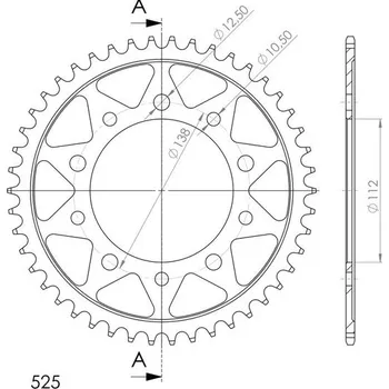 Řetězová sada pro motocykl Řetězová rozeta SUPERSPROX RFE-1304:45-BLK černý 45 zubů, 525