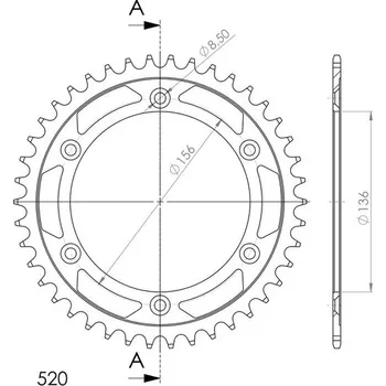 Řetězová sada pro motocykl Řetězová rozeta SUPERSPROX RFE-1512:43-BLK černý 43 zubů, 520