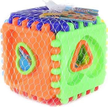 Hračka pro nejmenší Vkládačka set barevná skládací kostka + 12 vkládacích tvarů | 224228