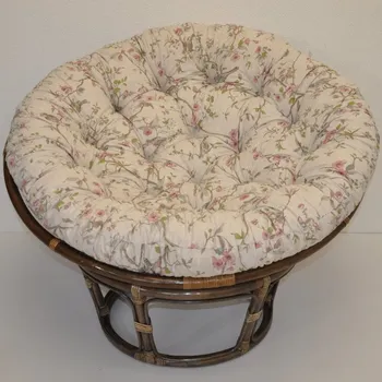 Papasan Nábytek PEGAS Ratanový papasan 110 cm hnědý polstr motiv ptáci