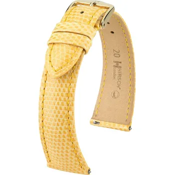 Řemínek na hodinky Kožený řemínek Hirsch London L 04366073-7, žlutý, ještěrčí kůže, délka L, Quick Release - 20 mm