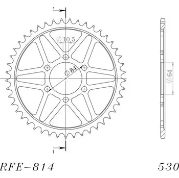 Řetězová sada pro motocykl Řetězová rozeta SUPERSPROX RFE-814:45-BLK černý 45 zubů, 530