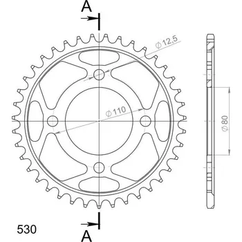 Řetězová sada pro motocykl Řetězová rozeta SUPERSPROX RFE-284:39-BLK černý 39 zubů, 530