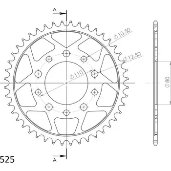 Řetězová sada pro motocykl Řetězová rozeta SUPERSPROX RFE-1332:44-BLK černý 44 zubů, 525