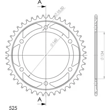 Řetězová sada pro motocykl Řetězová rozeta SUPERSPROX RFE-1307:43-BLK černý 43 zubů, 525