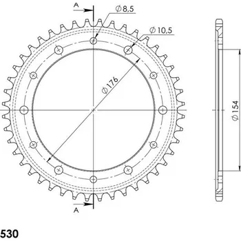 Řetězová sada pro motocykl Řetězová rozeta SUPERSPROX RFE-1340:44-BLK černý 44 zubů, 530