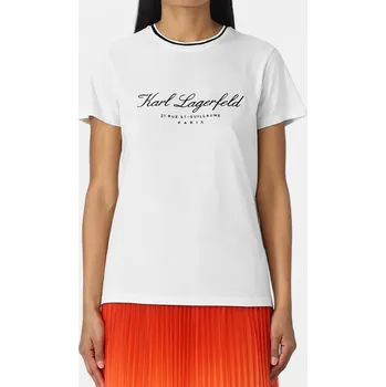 Dámské tričko Dámské bílé triko Karl Lagerfeld - Velikost L, Barva Bílá 56316 231W1701