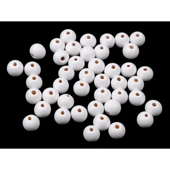 Dětské navlékací korálky Dřevěné korálky Ø10 mm, malé, 6 bílá