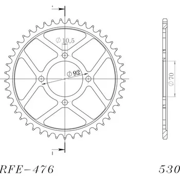 Řetězová sada pro motocykl Řetězová rozeta SUPERSPROX RFE-476:45-BLK černý 45 zubů, 530