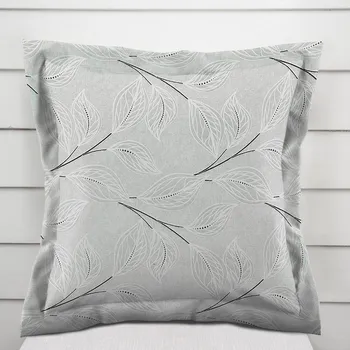 Povlak na polštářek Dekorační povlak na polštář s lemem Leona LN-165 Pnoucí lístky na šedém 30 x 50 cm