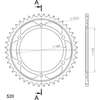 Řetězová sada pro motocykl Řetězová rozeta SUPERSPROX RFE-502:44-BLK černý 44 zubů, 530