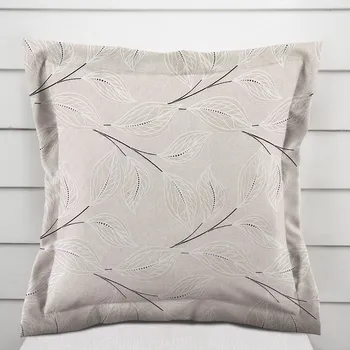 Povlak na dekorativní polštářek Dekorační povlak na polštář s lemem Leona LN-164 Pnoucí lístky na režném 50 x 60 cm