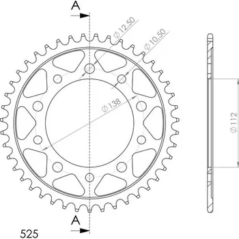 Řetězová sada pro motocykl Řetězová rozeta SUPERSPROX RFE-1304:44-BLK černý 44 zubů, 525