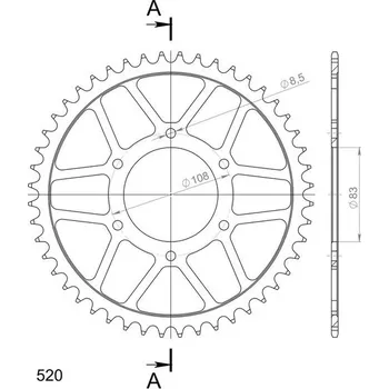 Řetězová sada pro motocykl Řetězová rozeta SUPERSPROX RFE-404:48-BLK černý 48 zubů, 520