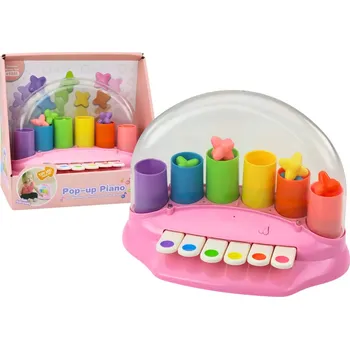 Hudební nástroj pro děti Interaktivní růžové pianinko s vystřelujícími hvězdičkami