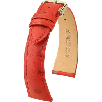 Módní doplněk Kožený řemínek Hirsch Massai Ostrich L 04362020-7, červený, pštrosí kůže, délka L, Quick Release - 19 mm