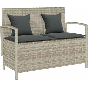 Zahradní nábytek VidaXL zahradní úložná lavice s světle šedá polyratanovým polštářem