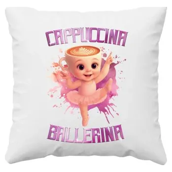 Žertovný předmět Tričkový.cz - Cappuccina Ballerina Baby - Italian Brainrot - balerína šálek - polštář s potiskem