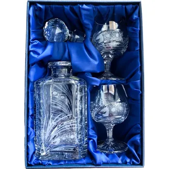 Sklenice ONTE CRYSTAL Sada na rum (brandy) se skleničkami 250ml - okno na pískování, Kometa Varianty setu: Karafa + 4 skleničky