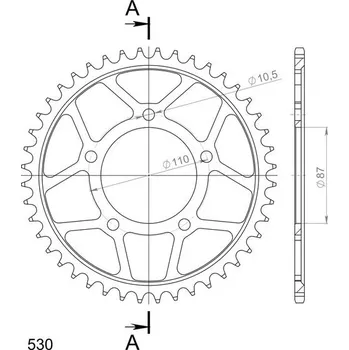 Řetězová sada pro motocykl SUPERSPROX Řetězová rozeta SUPERSPROX RFE-829:44-BLK černý 44 zubů, 530