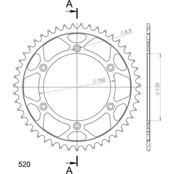 Řetězová sada pro motocykl SUPERSPROX Řetězová rozeta SUPERSPROX RFE-245:47-BLK černý 47 zubů, 520