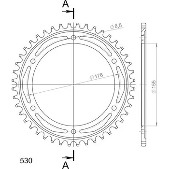 Řetězová sada pro motocykl Řetězová rozeta SUPERSPROX RFE-2011:44-BLK černý 44 zubů, 530