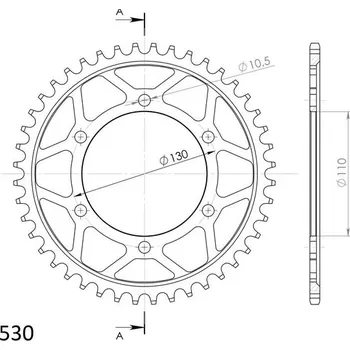 Řetězová sada pro motocykl Řetězová rozeta SUPERSPROX RFE-479:44-BLK černý 44 zubů, 530