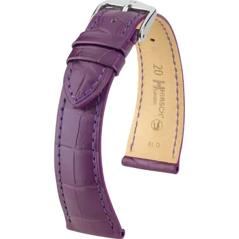 Módní doplněk Kožený řemínek Hirsch London 04307186-2, fialový, aligátoří kůže, Quick Release - 14 mm