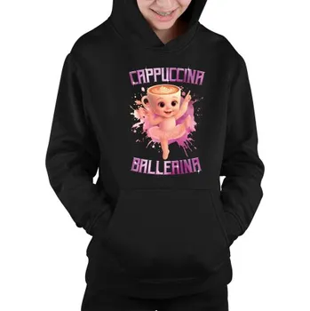 Žertovný předmět Cappuccina Ballerina Baby - Italian Brainrot - balerína šálek - dětská mikina s kapucí- Tričkový.cz