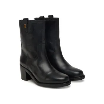 Dámské kozačky Polokozačky Tommy Hilfiger Riding Lthr Mid Boot Block Heel FW0FW08776 Černá 40