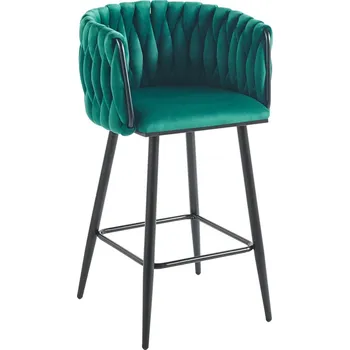 Barová židle Barová židle velvet zelená černý rám H7-FX