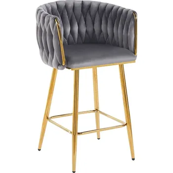 Barová židle Barová židle velvet šedá zlatý rám H7-FXJG G