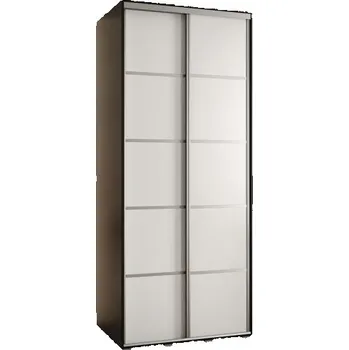 Šatní skříň Šatní skříň s posuvnými dveřmi DAVOS 4, 120cm | Černá / bílá / stříbrné pojezdy