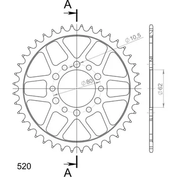 Řetězová sada pro motocykl Řetězová rozeta SUPERSPROX RFE-845:40-BLK černý 40 zubů, 520