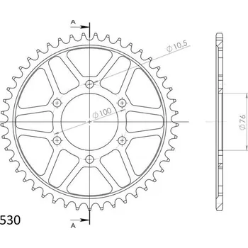 Řetězová sada pro motocykl Řetězová rozeta SUPERSPROX RFE-816:45-BLK černý 45 zubů, 530