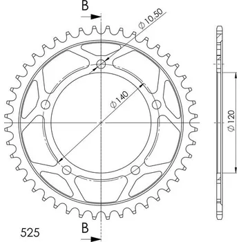 Řetězová sada pro motocykl Řetězová rozeta SUPERSPROX RFE-1792:44-BLK černý 44 zubů, 525