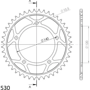Řetězová sada pro motocykl Řetězová rozeta SUPERSPROX RFE-1800:44-BLK černý 44 zubů, 530
