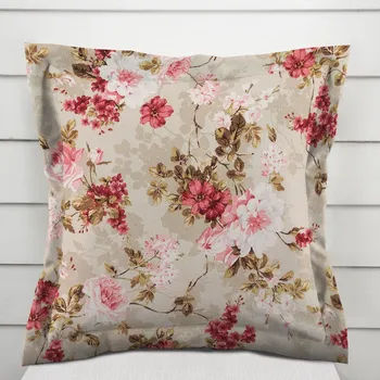 Povlak na polštářek Dekorační povlak na polštář s lemem Leona LN-167 Plané růže na béžovém 30 x 50 cm