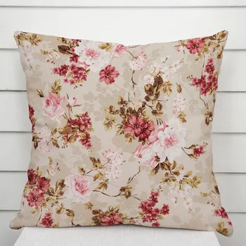 Povlak na dekorativní polštářek Dekorační povlak na polštář Leona LN-167 Plané růže na béžovém 50 x 50 cm