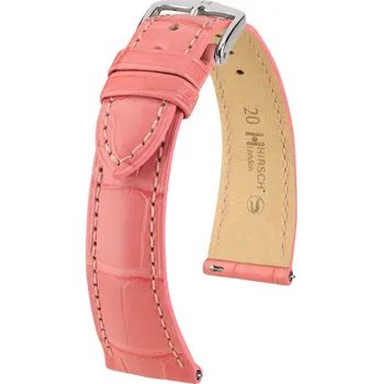 Módní doplněk Kožený řemínek Hirsch London 04307125-2, růžový, aligátoří kůže, Quick Release - 14 mm